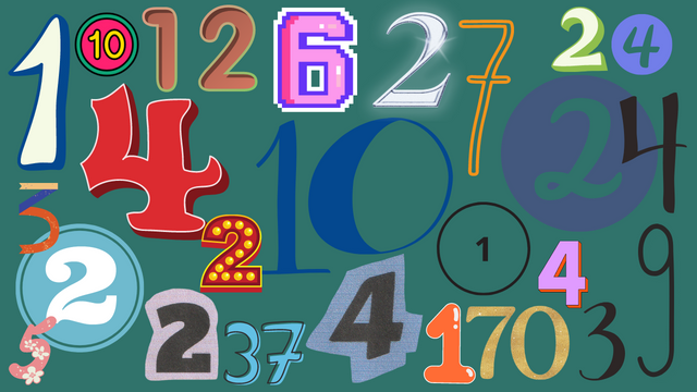 A bunch of numbers on a green background