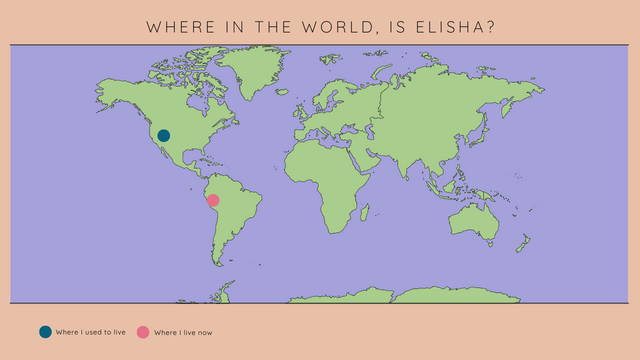 Map of the world with two dot locations in North and South America