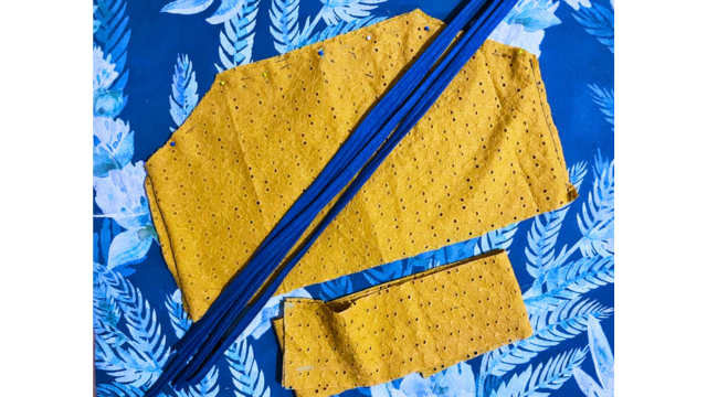 Fabric pieces needed for the top of the gathered dress