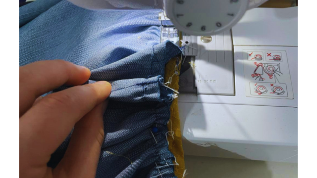 Sew the top to the skirt