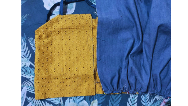 Pin the skirt to the top of the gathered dress