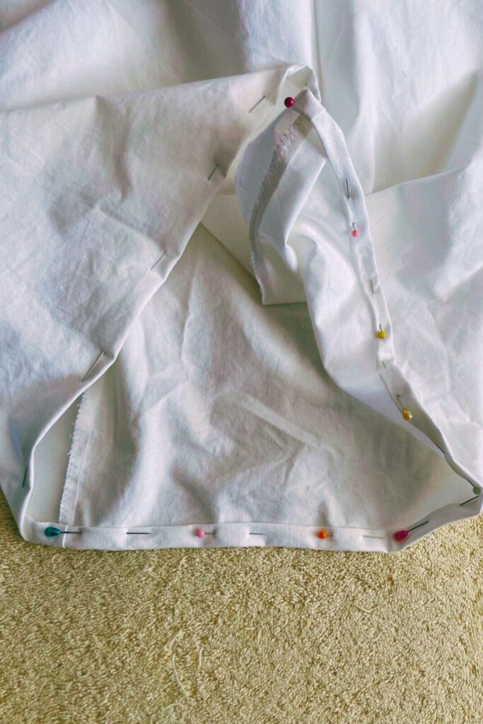 Finishing the bottom hem